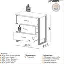 Ver imagem 3 de Cômoda Estilo Industrial 89,5cm com 3 Gavetas 100% Mdf F38 Pradel Móveis-freijó/preto Fosco