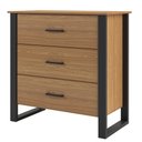 Ver imagem 2 de Cômoda Estilo Industrial 89,5cm com 3 Gavetas 100% Mdf F38 Pradel Móveis-freijó/preto Fosco