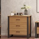 Ver imagem 1 de Cômoda Estilo Industrial 89,5cm com 3 Gavetas 100% Mdf F38 Pradel Móveis-freijó/preto Fosco