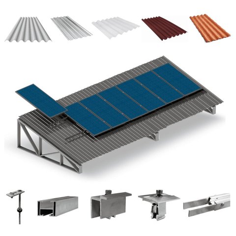 Kit Estrutura Suporte Fixador 1,20m Para 07 Placa Solar Alumínio Inox Telha Fibro Ondulada Viga Metá