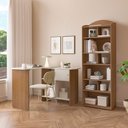 Ver imagem 1 de Conjunto Home Office Escrivaninha Nomad e Estante Arco 10 Nichos Marrom/Cinamomo/Off White