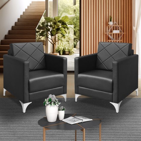 Kit 2 Poltrona Helena Decorativa Clinica e Recepção:preto Tecido Suede