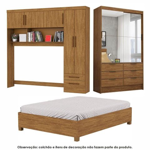 Guarda Roupa Sevilha Premium com Cama Casal Carioca Móveis Cinamomo