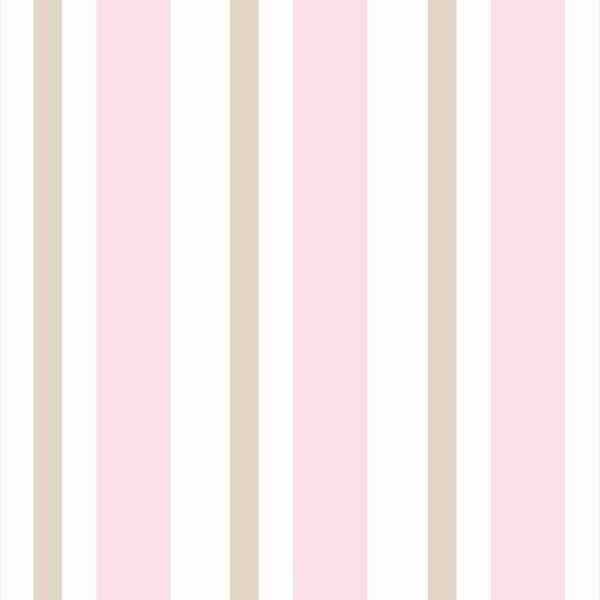 Papel De Parede Adesivo Lavável Listrado Rosa E Bege 15m - 1