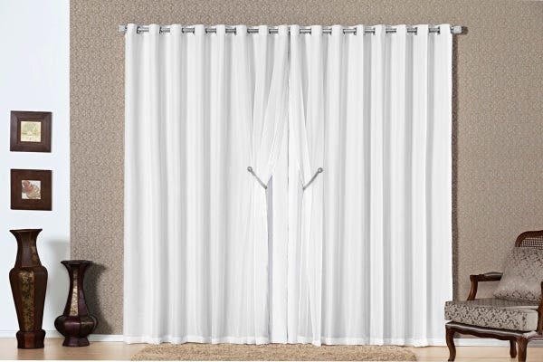 Cortina Bélgica 3,00 X 2,00 Voil Varão Simples Branco - 1