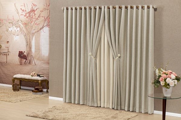Cortina Firenze 4,00 X 2,70 Voil Fitado Varão Simples Bronze - 1