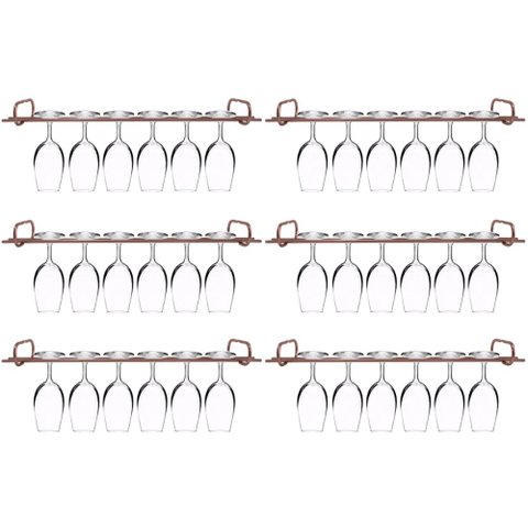 Conjunto 6 Organizadores Porta Taças 42cm Suportes para Pendurar Taças Rose Gold
