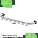 Ver imagem 5 de Barra de Apoio Reta 100cm para Banheiro Cromado Plus Fs