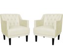 Ver imagem 1 de Kit 2 Poltronas Decorativa Alice Couro Bege Pés Madeira Mz Decor