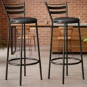 Ver imagem 2 de Kit 2 Banquetas Alta New Dubai Base Tubular 94x36 Cm Preto Assento Preto Artef