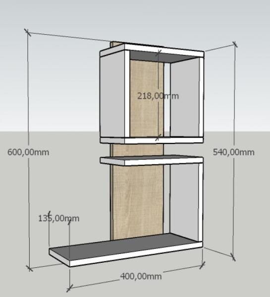 Kit com 2 Nichos em Mdf Cinza com Branco - 2