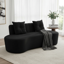 Ver imagem 1 de Sofá 3 Lugares Orgânico Curvo Madrid 180cm Veludo Preto
