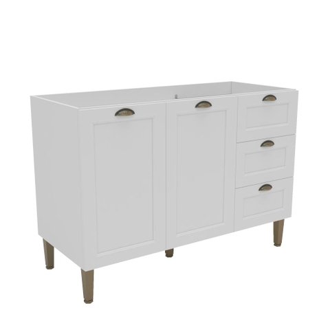 Balcão Cozinha Aurora 120cm 2 Portas e 3 Gavetas S/ Tampo Cor:branco
