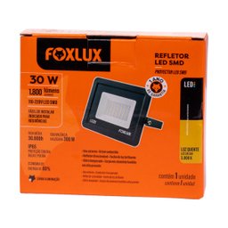 Refletor Led 30W 3000K Preto Bivolt Foxlux - 3