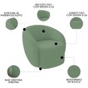 Ver imagem 3 de Sofá 2 Lugares Living 160cm e 1 Poltrona Giratória Garbin K04 Bouclê Verde - Mpozenato