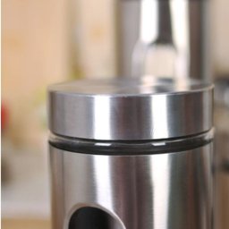 Jogo de Porta Mantimentos Inox e Vidro 4 Potes Organizador - 8
