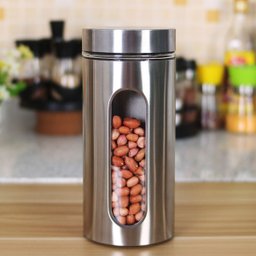 Jogo de Porta Mantimentos Inox e Vidro 4 Potes Organizador - 3