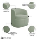 Ver imagem 3 de Kit 2 Poltronas Giratória Decorativa para Sala Dandara K04 Bouclê Verde Água - Mpozenato