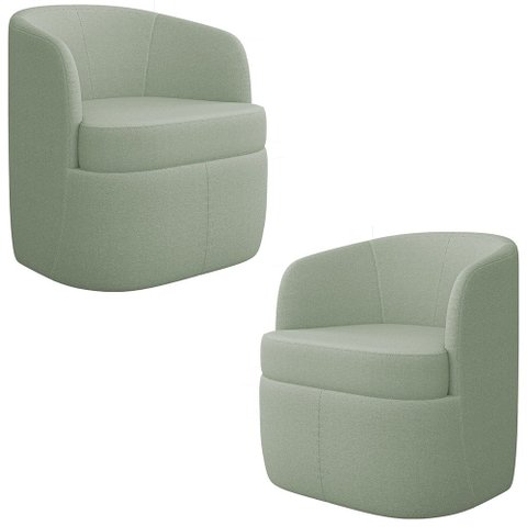 Kit 2 Poltronas Giratória Decorativa para Sala Dandara K04 Bouclê Verde Água - Mpozenato