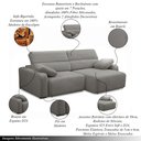Ver imagem 3 de Sofá Decorativo Sala de Estar Ibiza 3 Lugares 240cm Reclinável e Retrátil Bouclê Cinza G89