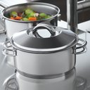 Ver imagem 1 de Caçarola Rasa Solar Aço Inox Fundo Triplo com Tampa 16cm 1,4 Litros 62503/161 Tramontina
