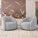 Ver imagem 2 de Kit 02 Poltronas Decorativas Giratória Angelina M03 Veludo Cinza - Lyam Decor
