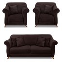 Ver imagem 1 de Kit 2 Poltronas E Sofá 2 Lugares 1,80m Marrom Café