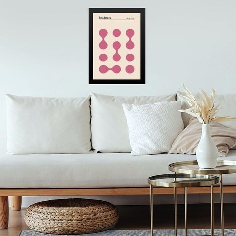 Quadro Bauhaus Pink Minimalist Graphic Poster 33x24cm:moldura Preta