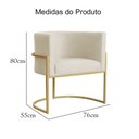 Ver mais imagens de Kit 2 Poltrona Luana Veludo Bege Base Dourada Luxo - Fm