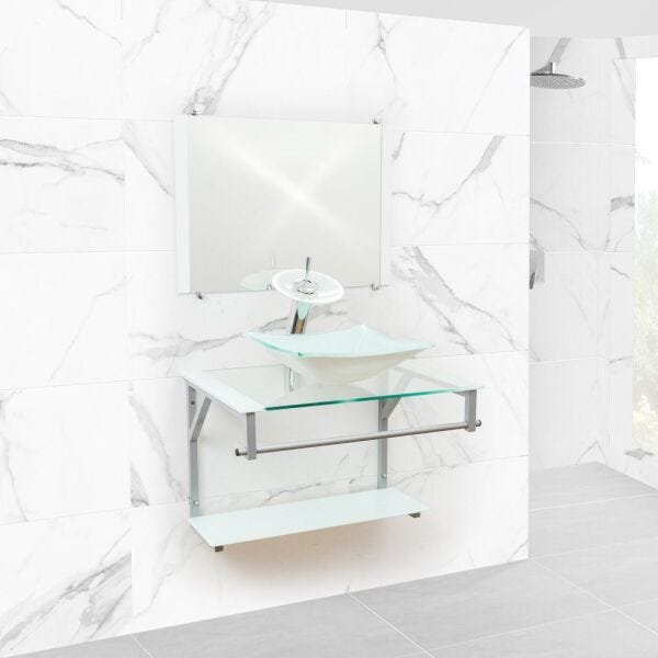 Gabinete para Banheiro de Vidro Dubai 60cm - Branco - 4