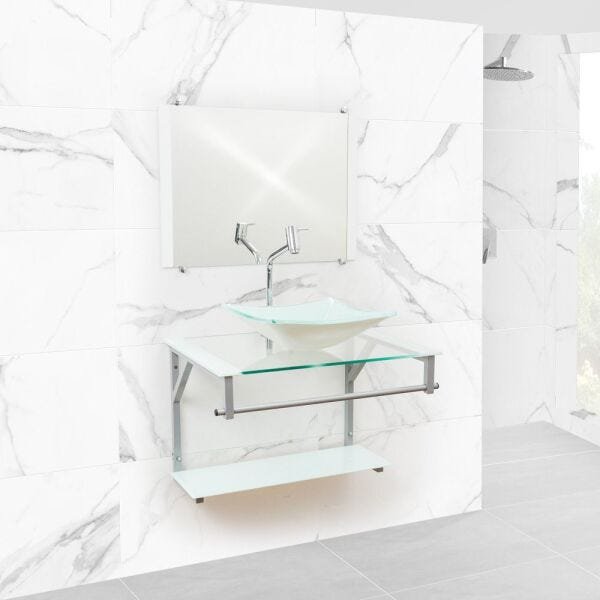 Gabinete para Banheiro de Vidro Dubai 60cm - Branco - 3