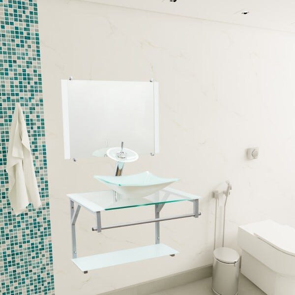 Gabinete para Banheiro de Vidro Dubai 60cm - Branco - 2
