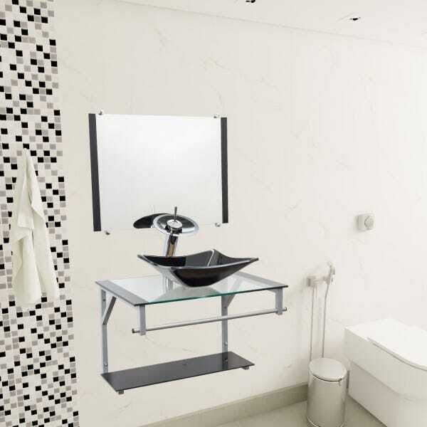Gabinete para Banheiro De Vidro Dubai 60 Cm - Preto - 2