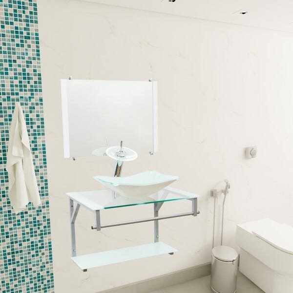 Gabinete Para Banheiro De Vidro Paris 60 Cm - Branco - 2