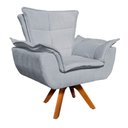 Ver imagem 2 de Kit Namoradeira e 2 Poltronas Base Giratória Madeira Opla Suede Cinza - Ibiza