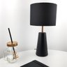 Abajur Quarto com Cúpula Cilíndrica - Preto com Cobre - 1