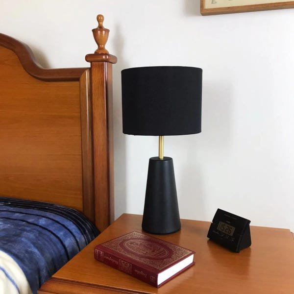 Abajur de Quarto com Cúpula - Preto com Dourado - 2