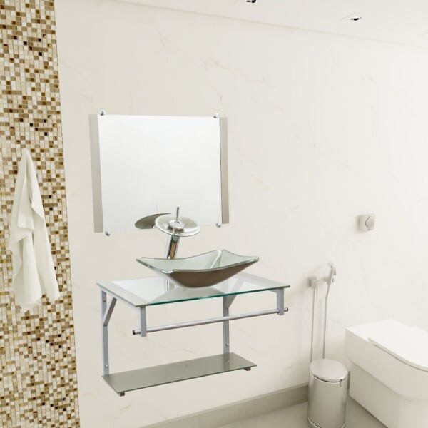 Gabinete Para Banheiro De Vidro Paris 60 Cm - Creme - 2
