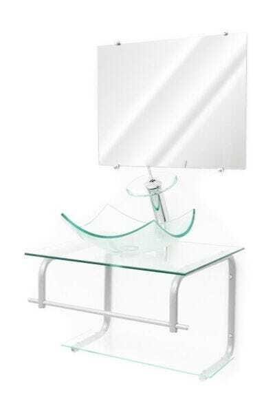 Gabinete Para Banheiro De Vidro Itália 60 Cm - Verde claro - 2