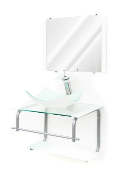 Gabinete Para Banheiro De Vidro Itália 60 Cm - Branco - 2