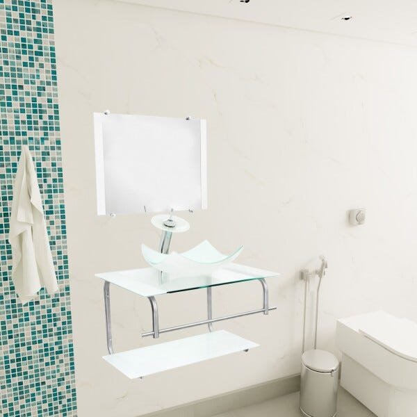 Gabinete Para Banheiro De Vidro Itália 60 Cm - Branco - 1
