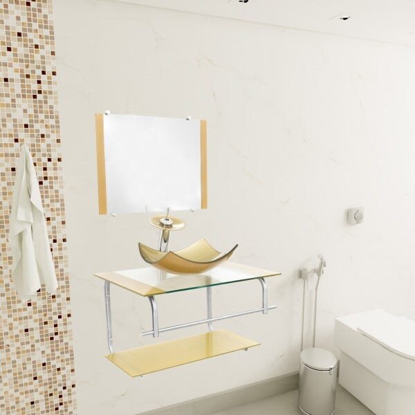 Gabinete para Banheiro de Vidro Itália 60cm - Dourado