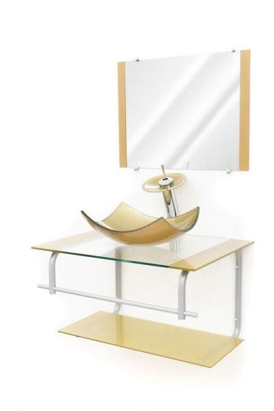 Gabinete para Banheiro de Vidro Itália 60cm - Dourado - 2