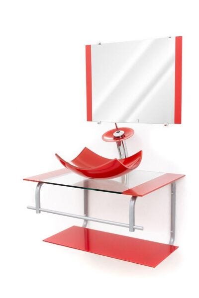 Gabinete para Banheiro de Vidro Itália 60cm - Vermelho - 2