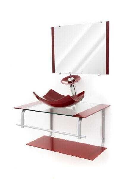 Gabinete Para Banheiro De Vidro Itália 60 Cm - Vermelho escuro - 2