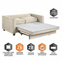 Ver imagem 3 de Sofá Cama 2 Lugares 150 Casal Paris Bege Claro C/ Castanho