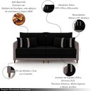 Ver imagem 3 de Sofá Montecarlo 2 Lugares 212cm Veludo/pu Preto/cinzag33 - Gran Belo