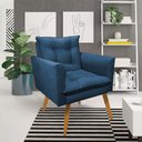 Ver imagem 2 de Kit 2 Poltronas e Namoradeira 2 Lugares Olivia Suede Pés Palito Castanho - Pallazio - Azul Marinho
