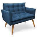 Ver mais imagens de Kit 2 Poltronas e Namoradeira 2 Lugares Olivia Suede Pés Palito Castanho - Pallazio - Azul Marinho