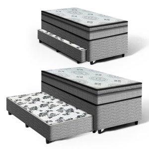 Cama Box com Colchão Espuma D33 Pillow In Anjos Ortosleep + Auxiliar de Espuma Unique Solteiro 88cm
